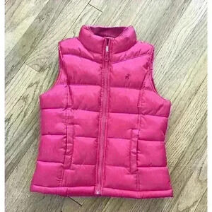 Old Navy Girls Puffer Vest Pink Size M Jacket Pockets Full Zip Fleece Lining